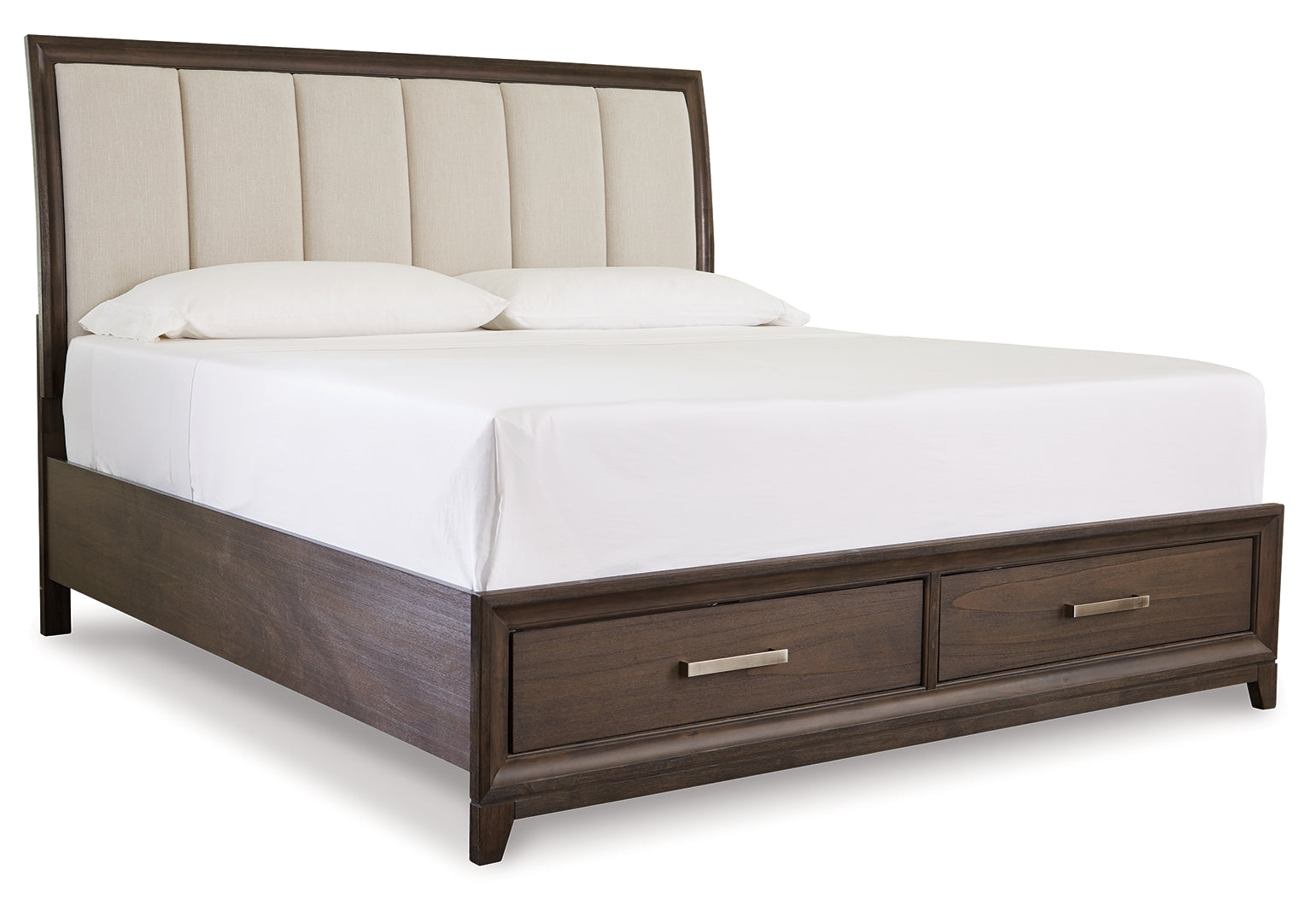 Brueban Transitional Contemporary Panel Bed with 2 Storage Drawers Queen