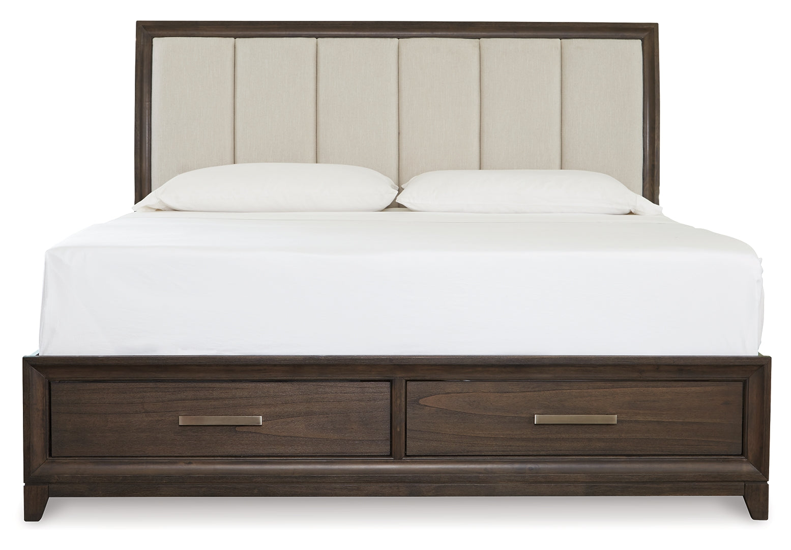 Brueban Transitional Contemporary Panel Bed with 2 Storage Drawers