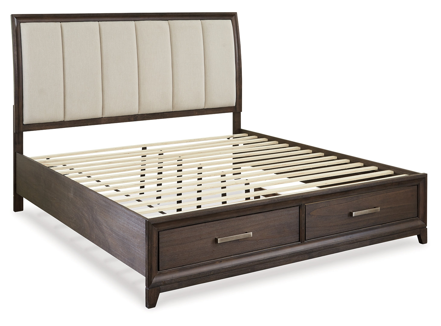 Brueban Transitional Contemporary Panel Bed with 2 Storage Drawers