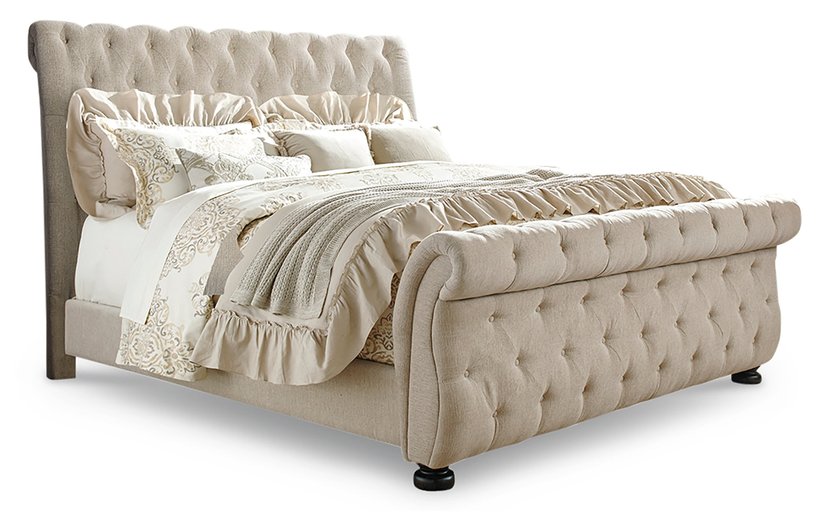 Willenburg Textural Upholstered Sleigh Bed California King