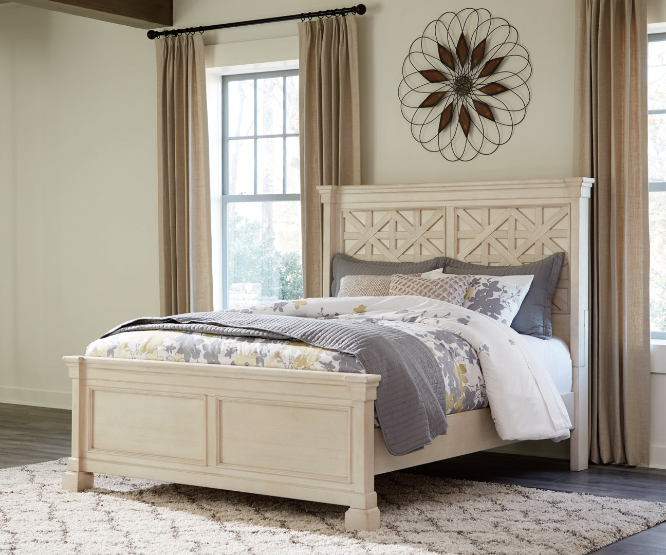 Bolanburg Textured Antique White Finish Panel Bed