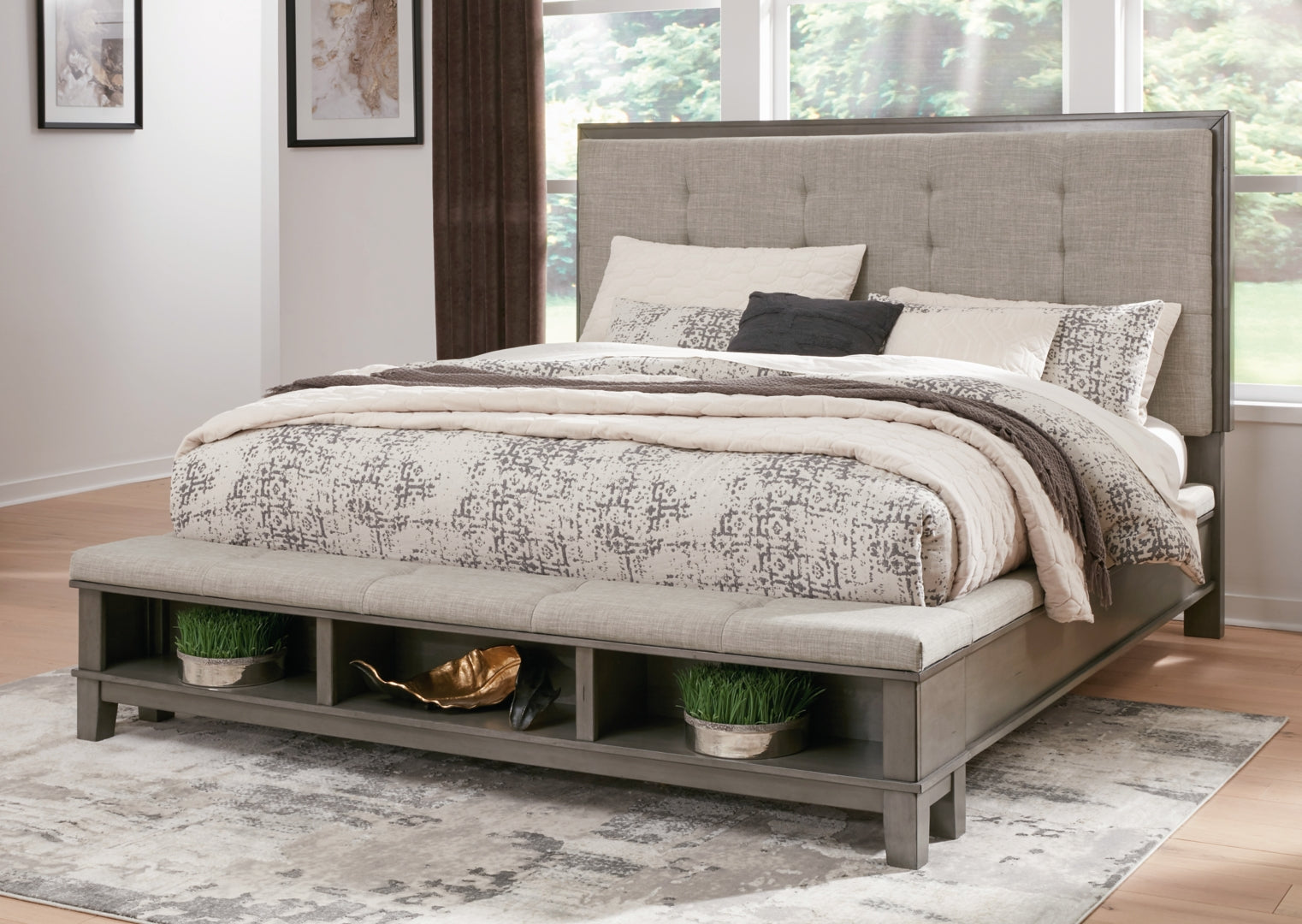 Hallanden Structured Style Panel Bed with Storage