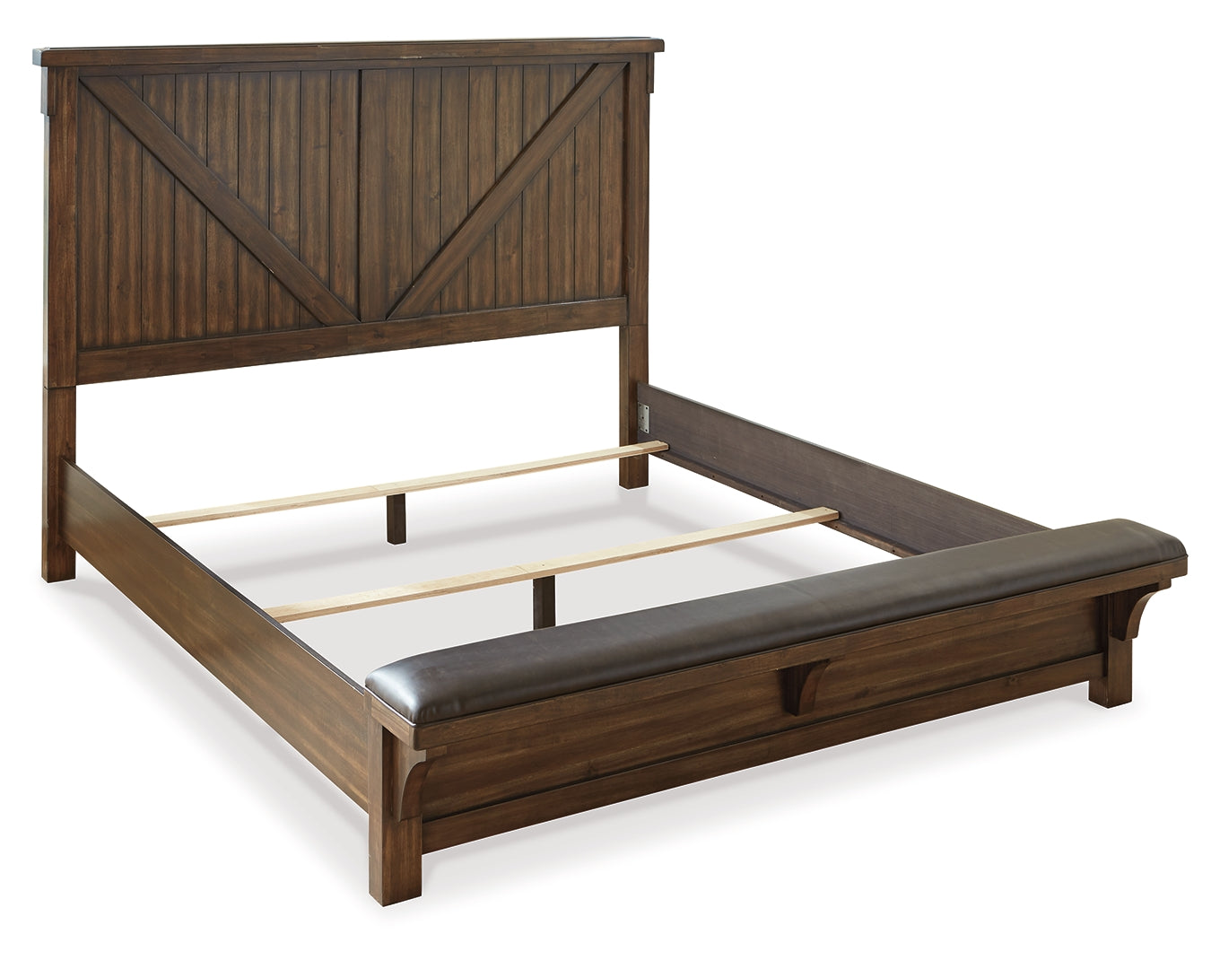 Lakeleigh Industrial-Inspired Look Bed California King with Upholstered Bench