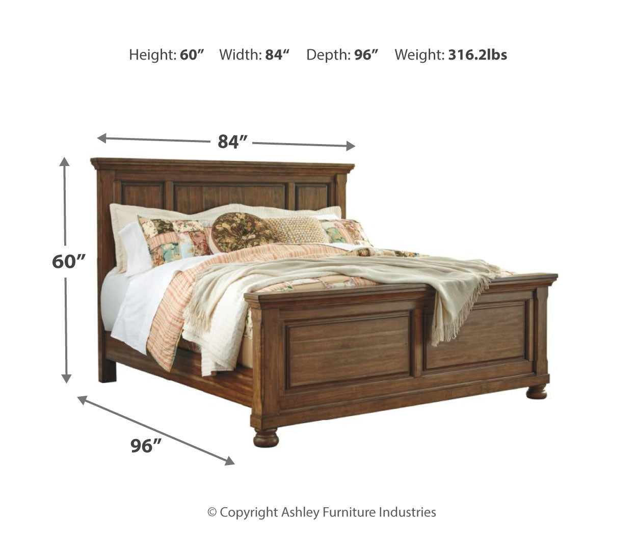 Flynnter Traditional Style Tobacco Brown Finish Bed