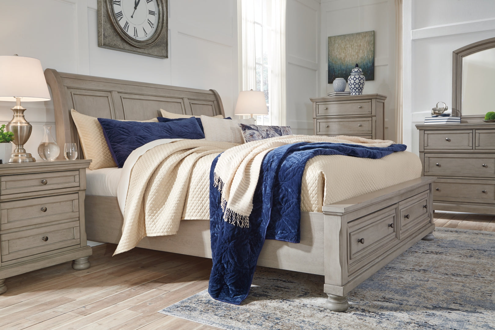 Ashley Sleigh Bed with 2 Storage Drawers