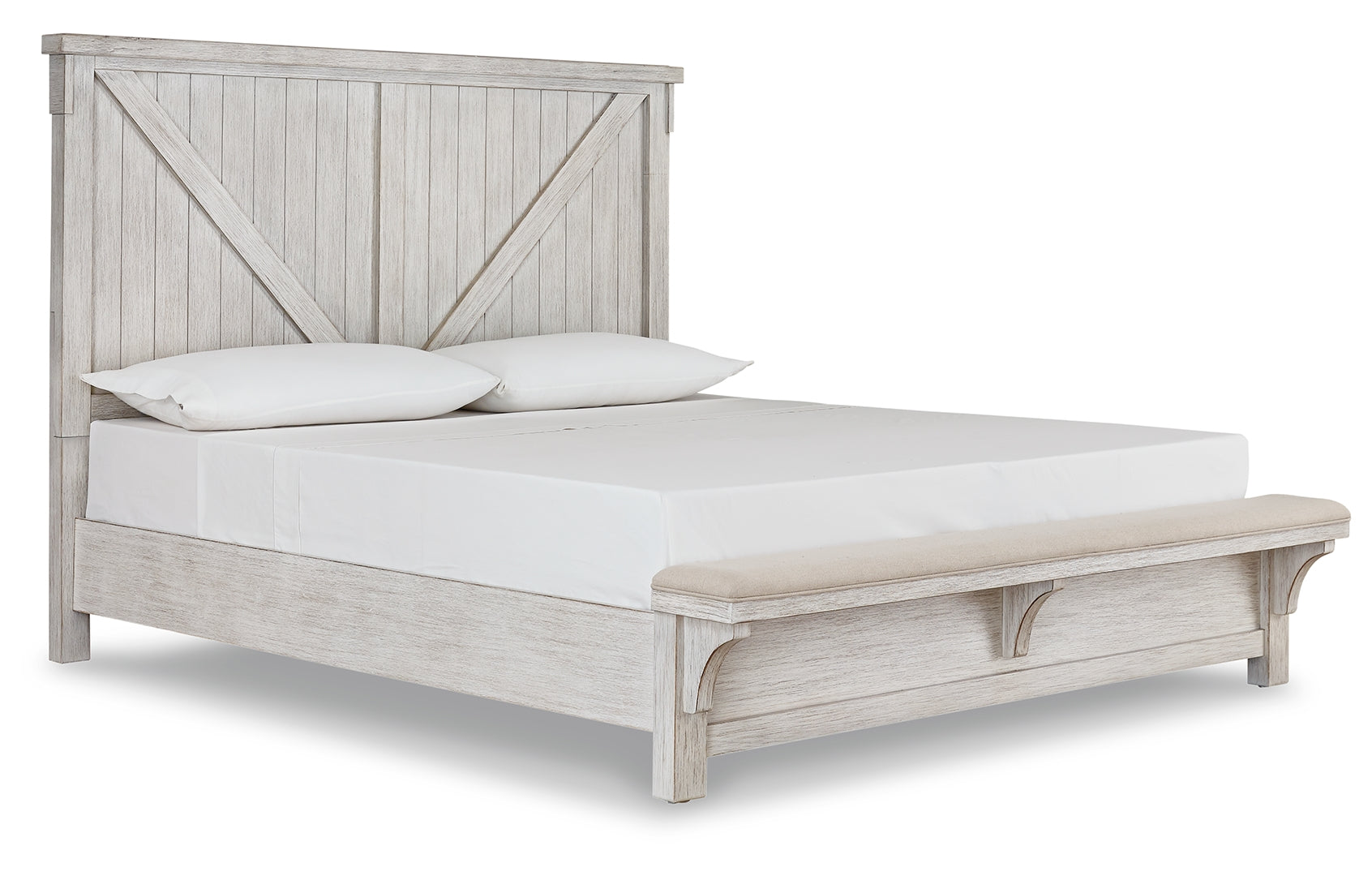 Brashland Modern Farmhouse Bed Queen Planked faux