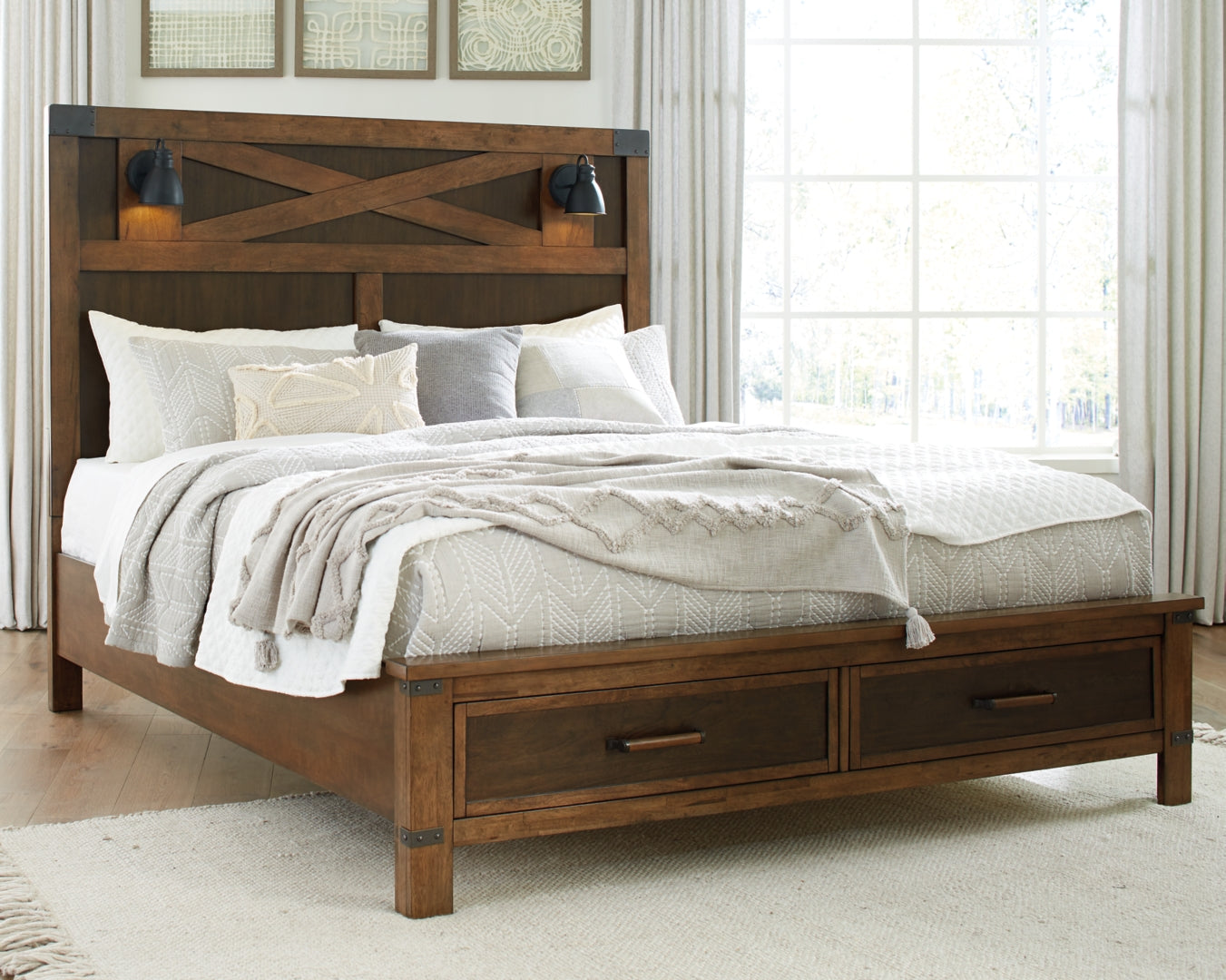 Wyattfield Casual Lifestyle Design Panel Bed with Storage