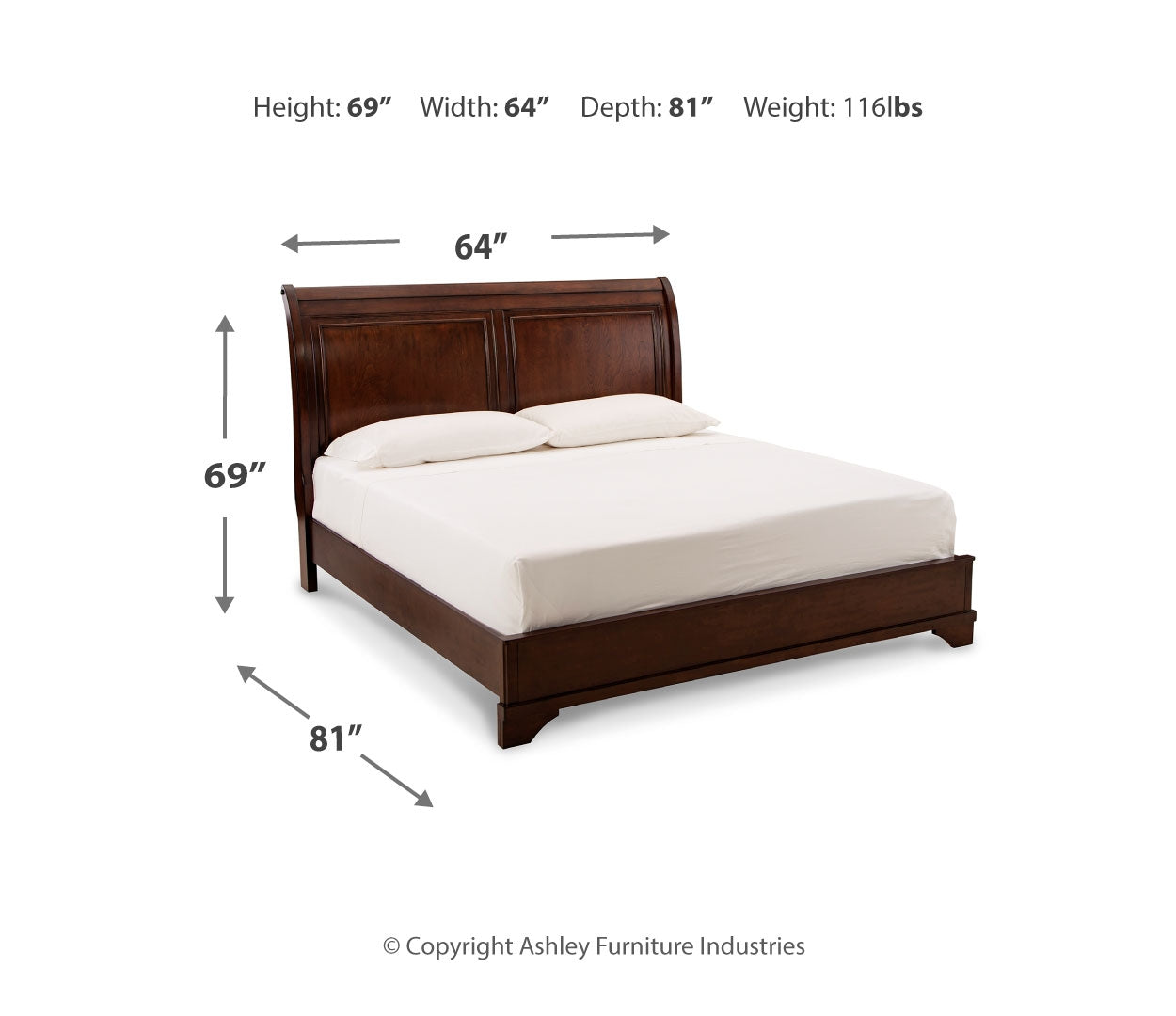 Brookbauer Rich with Stately Character Traditional Style Sleigh Bed