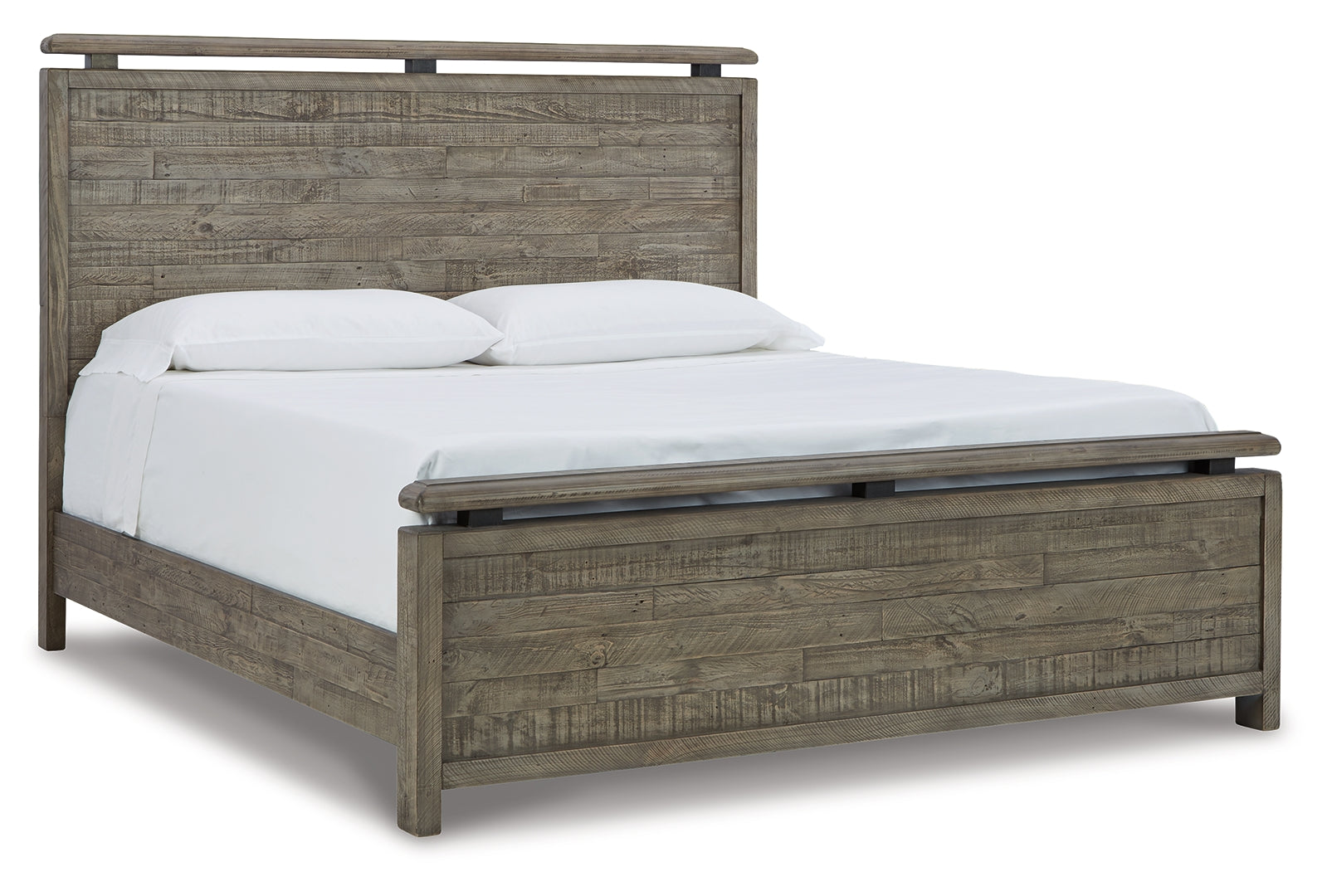 Brennagan Casual Rustic Design Light Weathered Gray Finish Bed Queen Panel