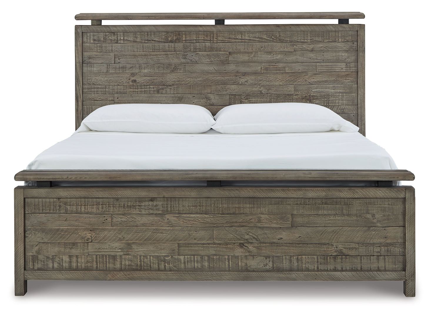 Brennagan Casual Rustic Design Light Weathered Gray Finish Bed