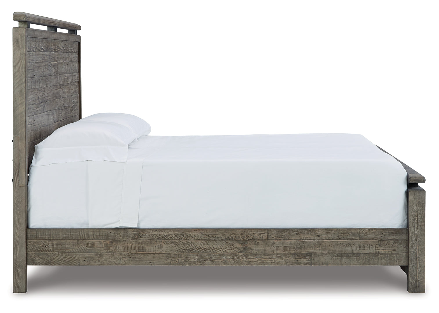 Brennagan Casual Rustic Design Light Weathered Gray Finish Bed