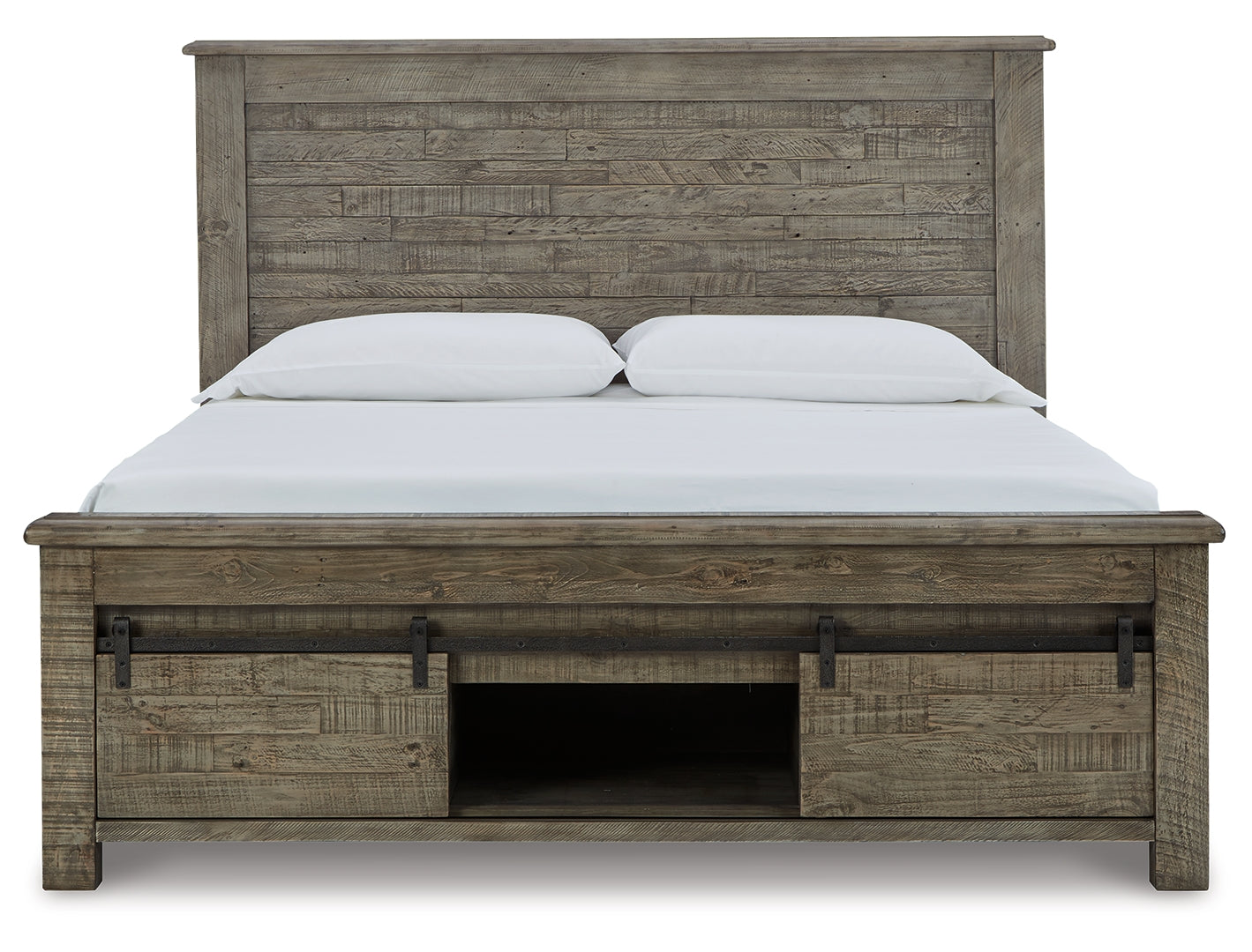 Brennagan Casual Rustic Design Light Weathered Gray Finish Bed