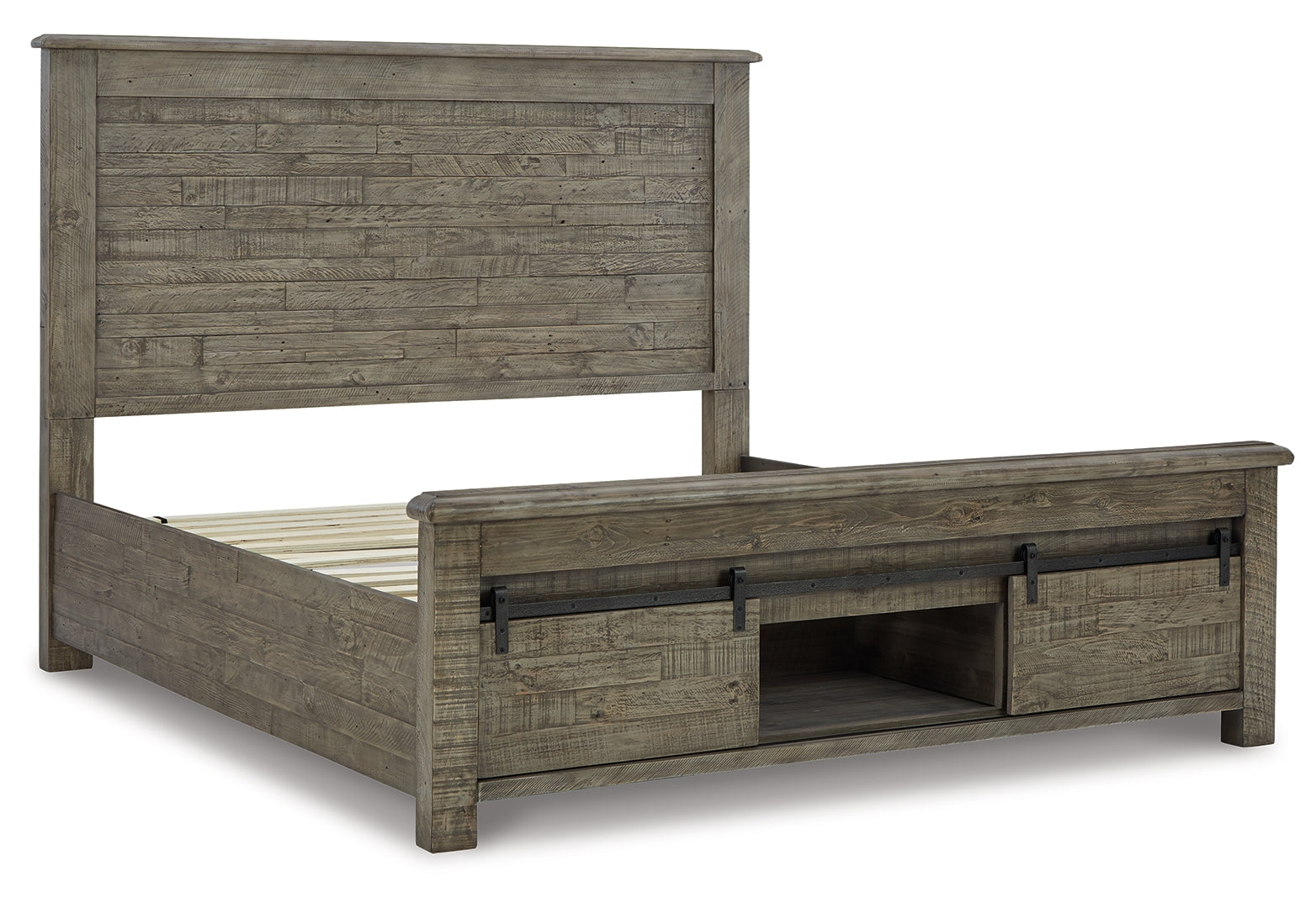 Brennagan Casual Rustic Design Light Weathered Gray Finish Bed