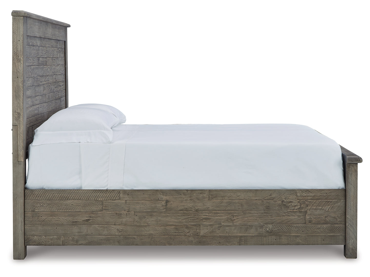 Brennagan Casual Rustic Design Light Weathered Gray Finish Bed