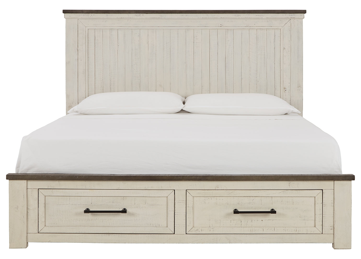 Brewgan Two-Tone Finish Vintage Panel Storage Bed