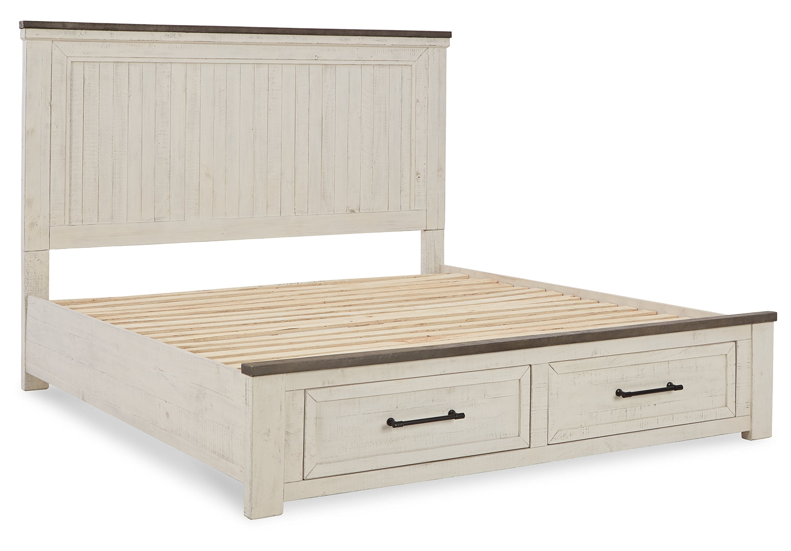 Brewgan Two-Tone Finish Vintage Panel Storage Bed