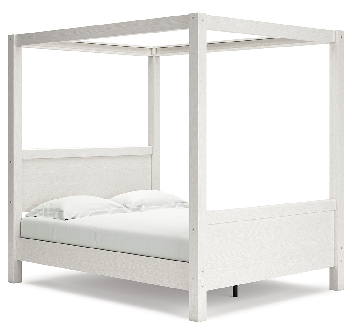 Aprilyn Canopy, Bookcase, Panel & Platform Bed Queen Canopy White