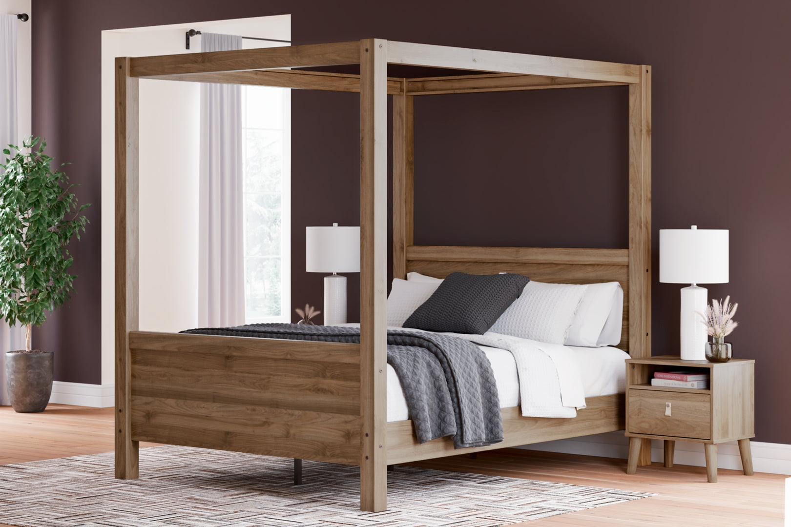 Aprilyn Canopy, Bookcase, Panel & Platform Bed