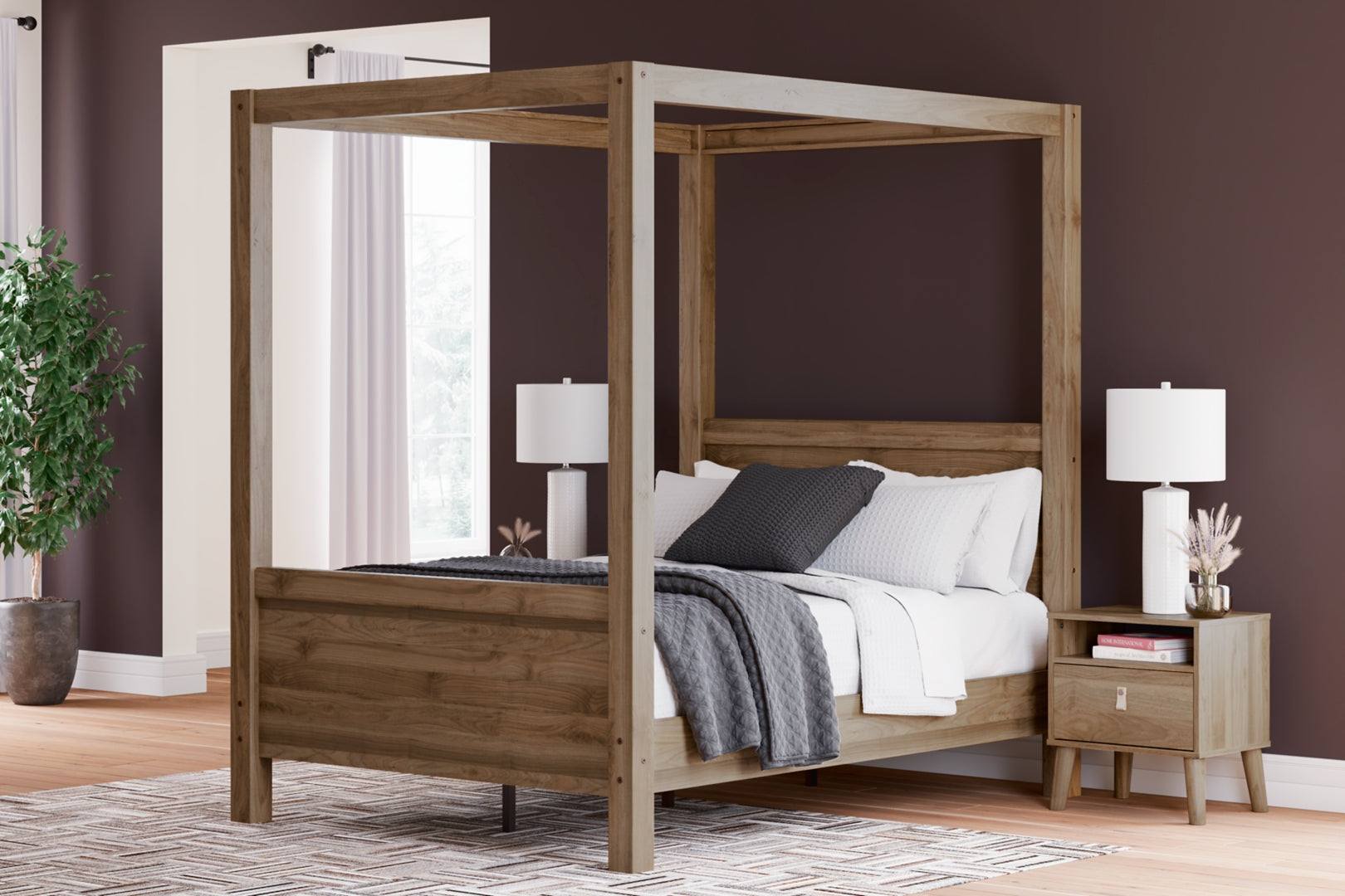 Aprilyn Canopy, Bookcase, Panel & Platform Bed