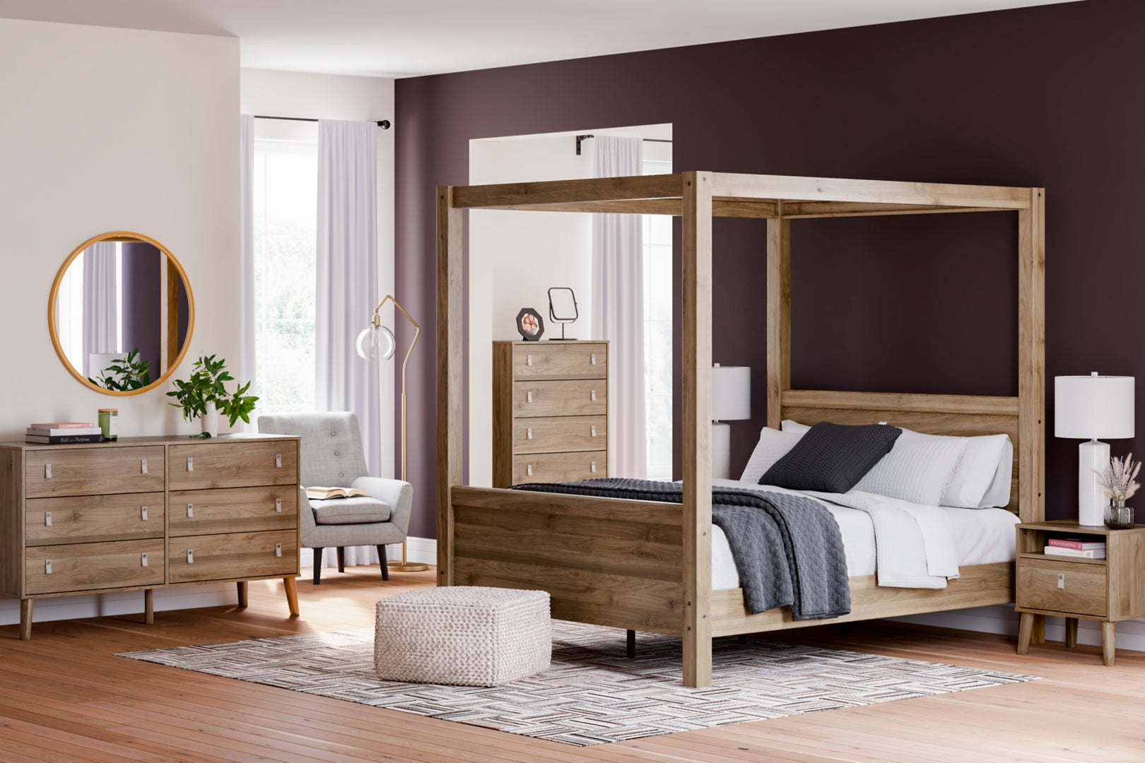 Aprilyn Canopy, Bookcase, Panel & Platform Bed