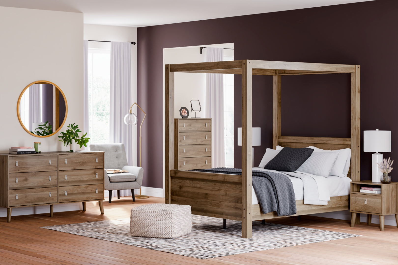 Aprilyn Canopy, Bookcase, Panel & Platform Bed