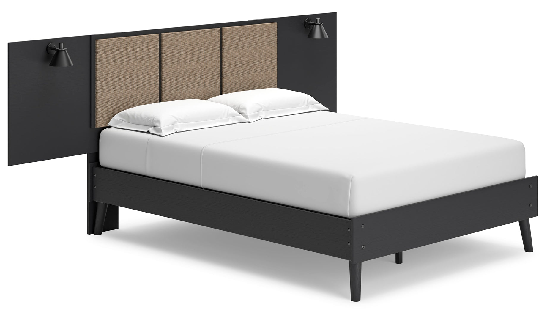 Charlang Mid-Century Panel Platform Bed Full With 2 Extensions