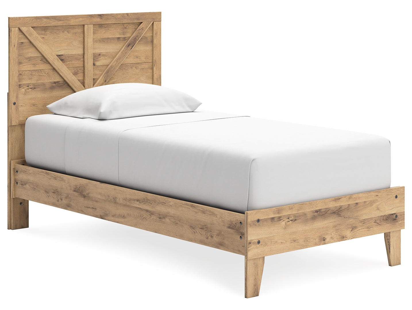 Larstin Rustic Style Panel Platform Bed Twin With Crossbuck