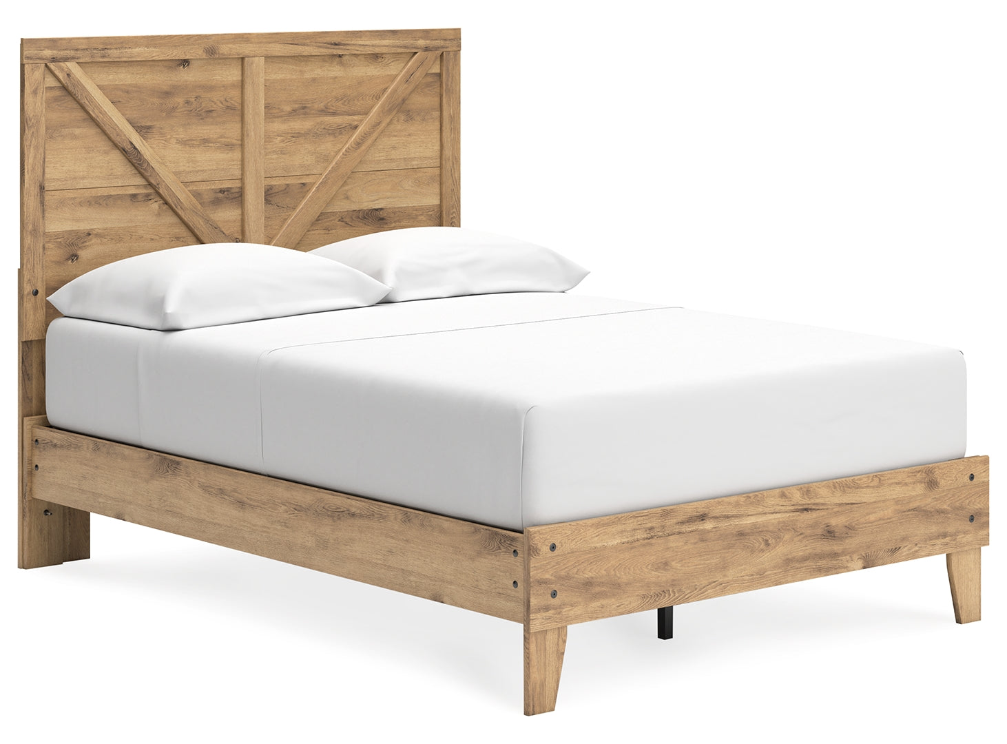 Larstin Rustic Style Panel Platform Bed Full With Crossbuck