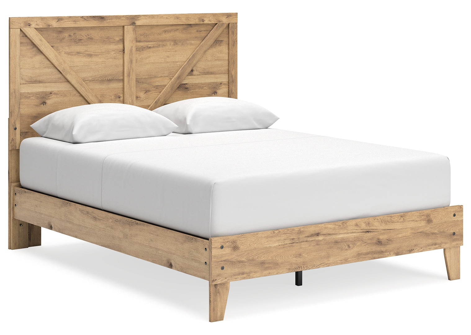 Larstin Rustic Style Panel Platform Bed Queen With Crossbuck