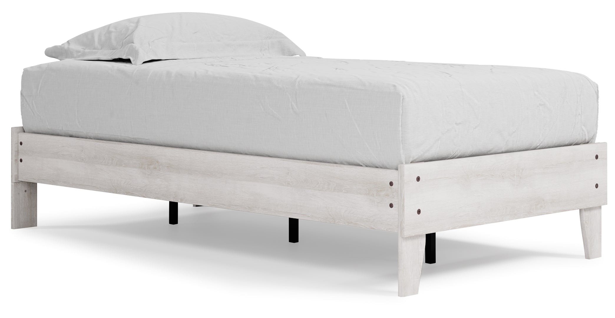 Shawburn Whitewash Distressed Finish Chic Look Bed Twin Whitewash Platform