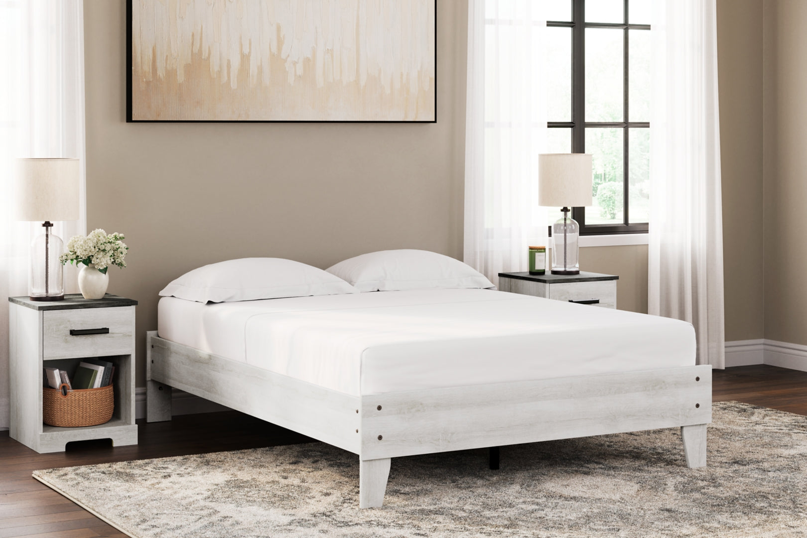 Shawburn Whitewash Distressed Finish Chic Look Bed