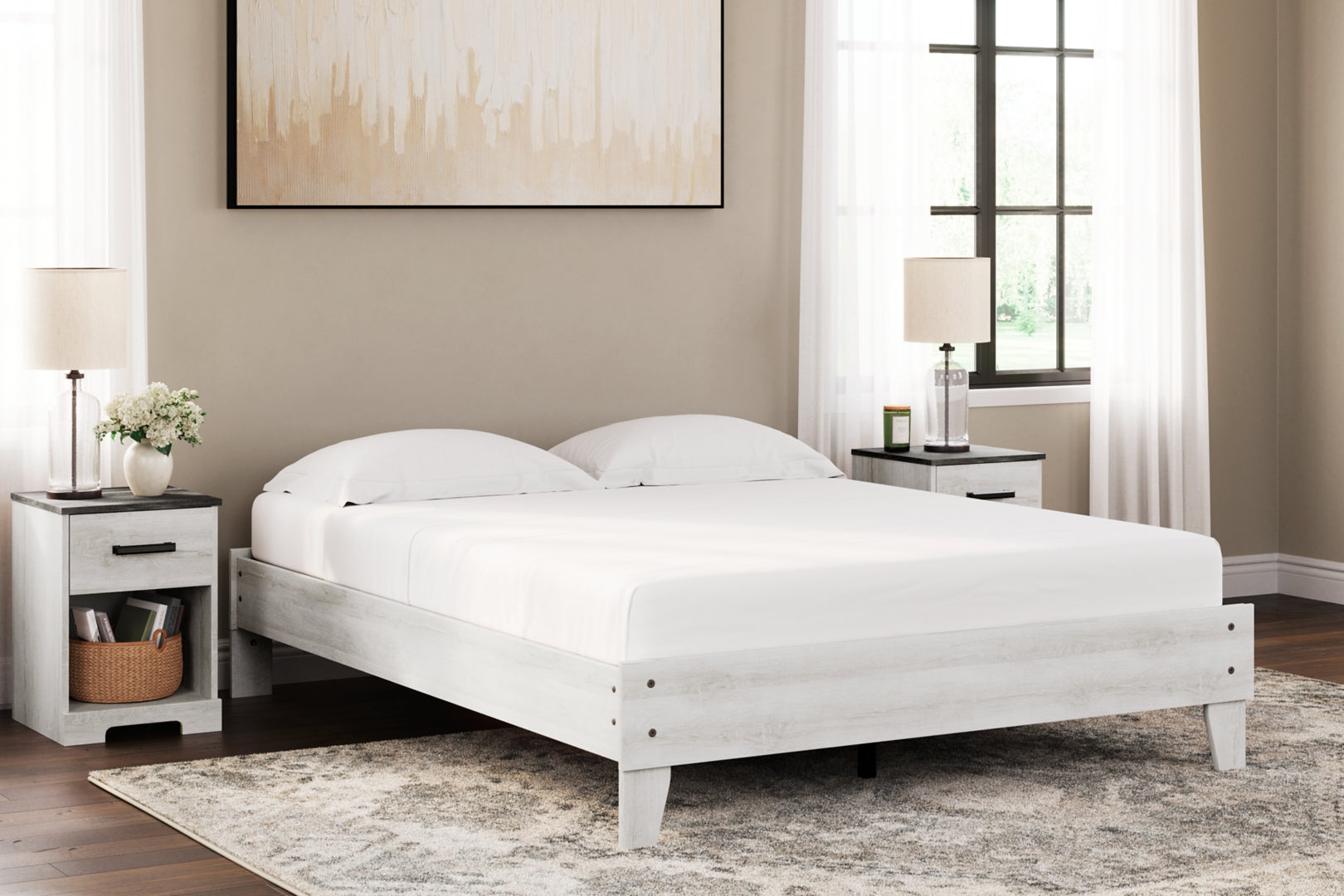 Shawburn Whitewash Distressed Finish Chic Look Bed