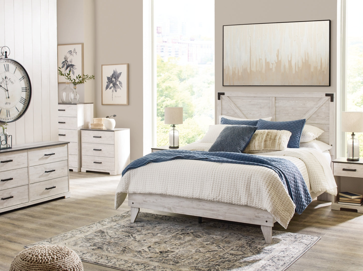 Shawburn Whitewash Distressed Finish Chic Look Bed