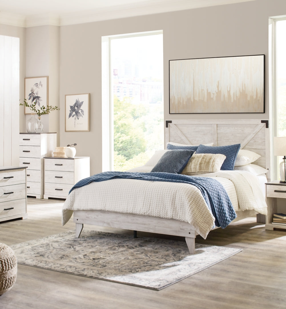 Shawburn Whitewash Distressed Finish Chic Look Bed