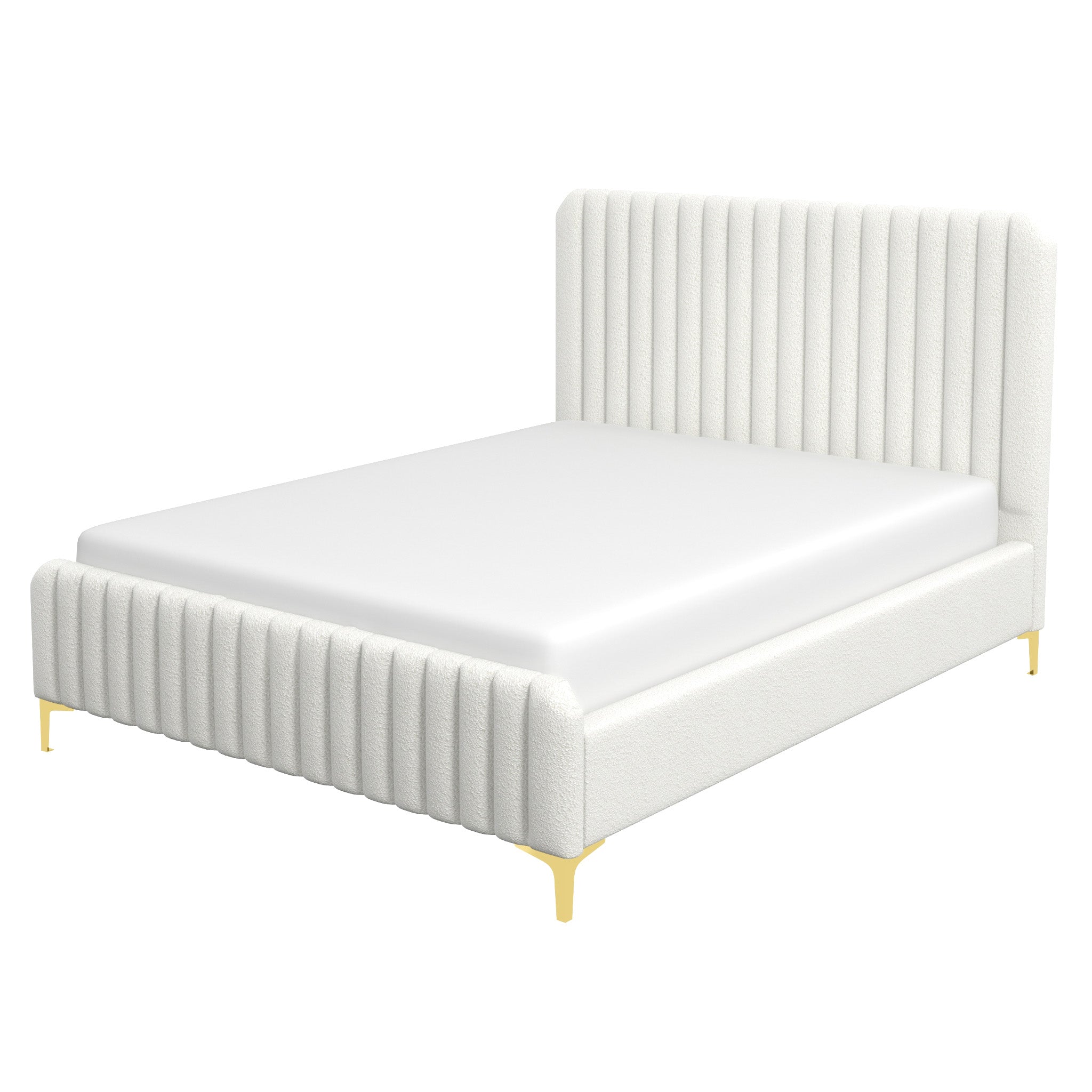 Angela Mid Century Modern Furniture Upholstered Platform Bed