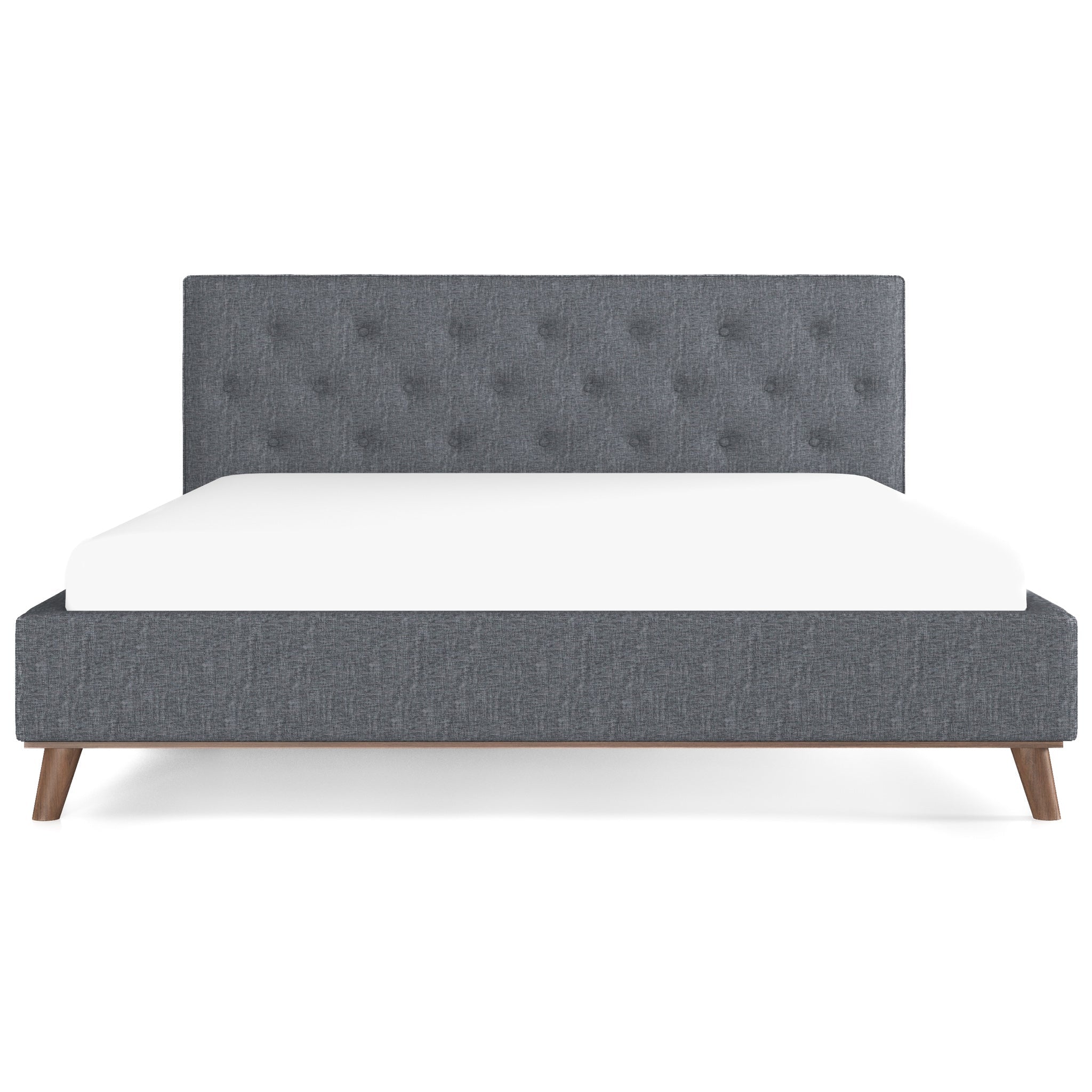 Ashton Solid American Wood Upholstered Panel Bed Queen Dark Gray